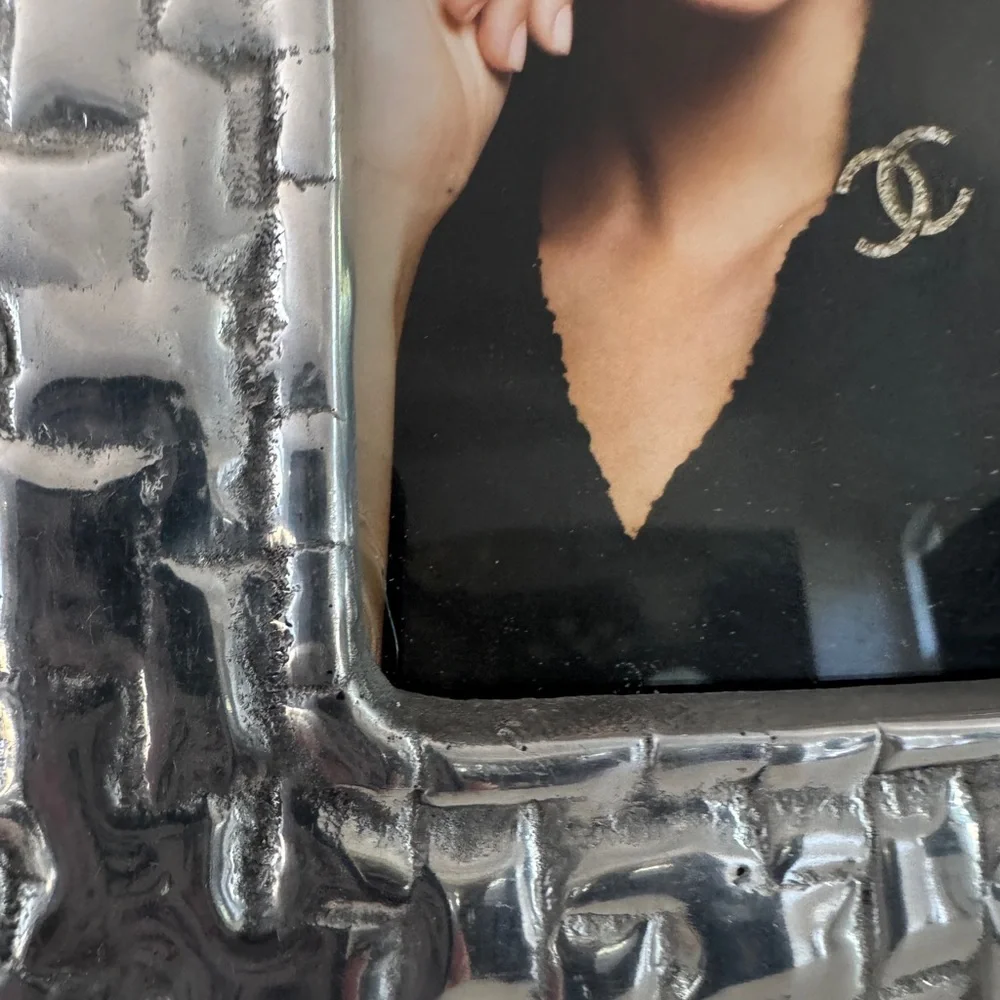 Handcrafted Basket Weave‎ Hammered Silver Picture Frame – 4x6 Photo